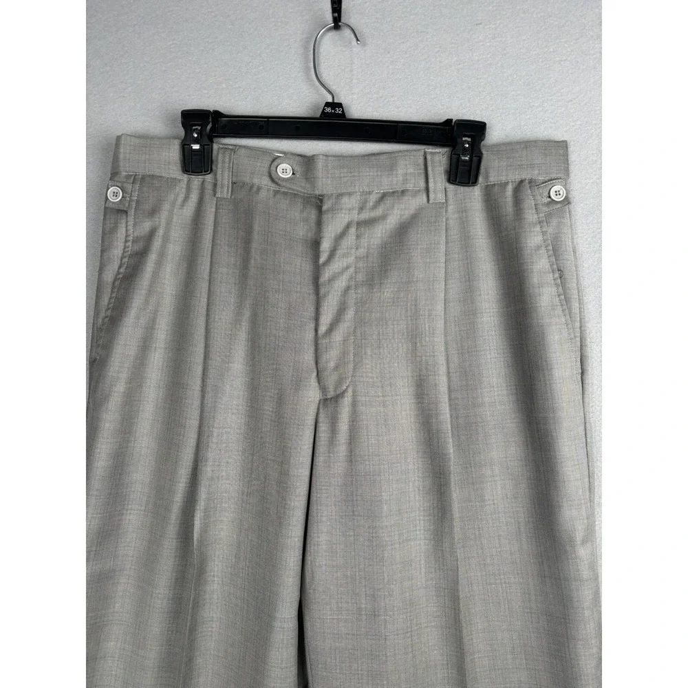 Zacchi Men's Pants 36 Gray Plaid Pleated Front Dress Career Worship Pockets 2890